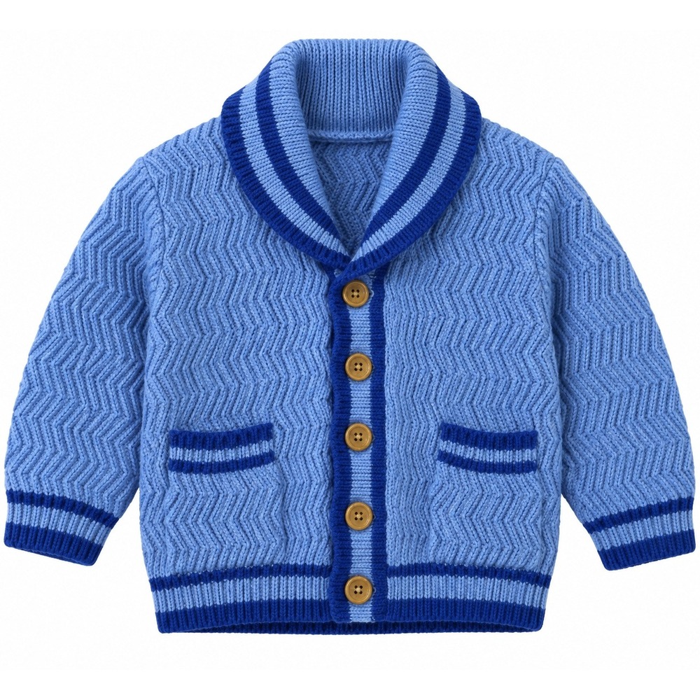 Sunflower Cardigan Vintage Preppy Winter Shawl Collar Cable Knit Blue Boys 3T